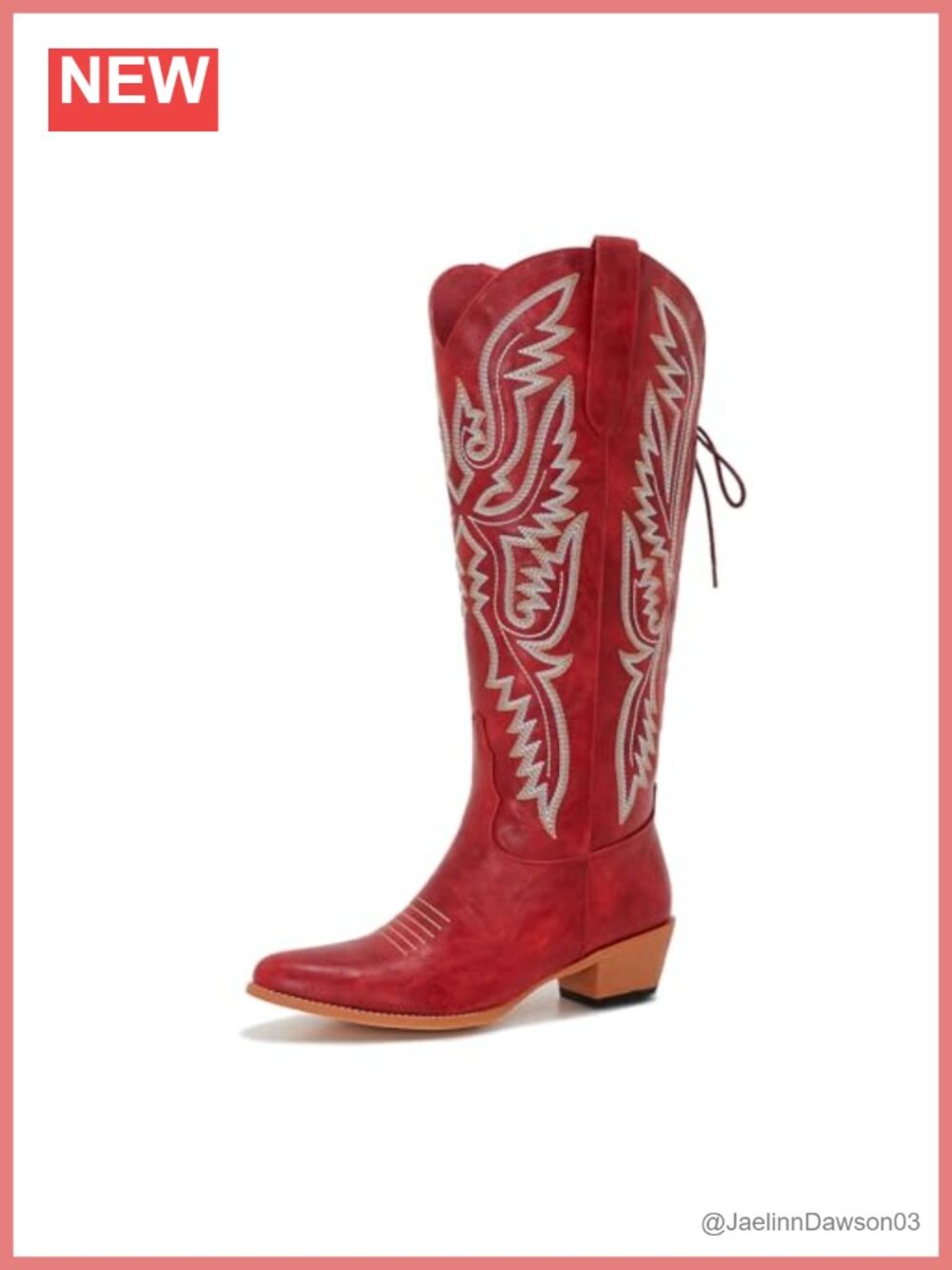Women's Wide Calf Cowgirl Boots Adjustable Lace Up Knee High Faux Leather